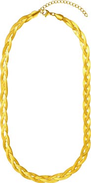 Adornia 18k Gold Plate Braided Herringbone Necklace