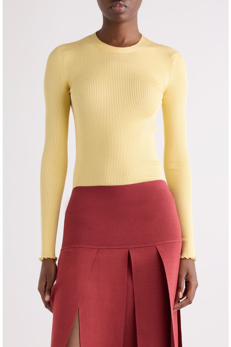 Lettuce Edge Rib Silk Blend Sweater, Main, color, JAUNE PALE