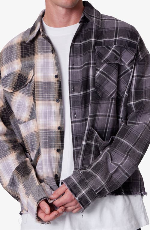 Mnml Mixed Flannel Button-up Shirt In Brown