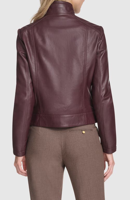 Andrew Marc Rowan Leather Racer Jacket In Burgundy