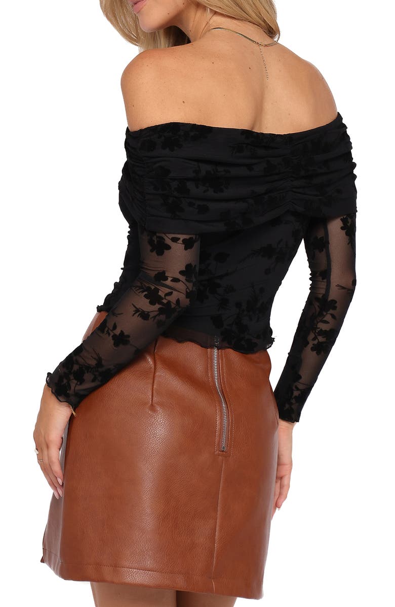 Petal & Pup Aerin Floral Off the Shoulder Lace Top, Alternate, color, Black