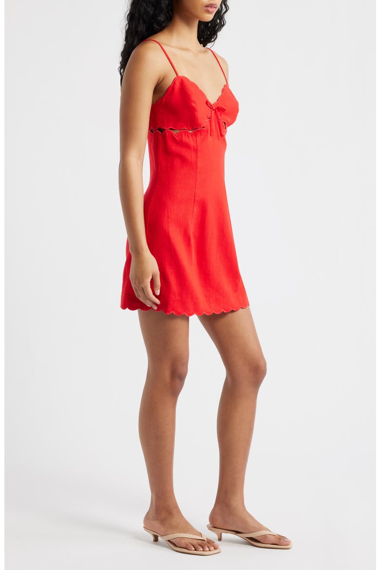 Scallop Edge Cutout Mini Sundress, Alternate, color, POPPY RED