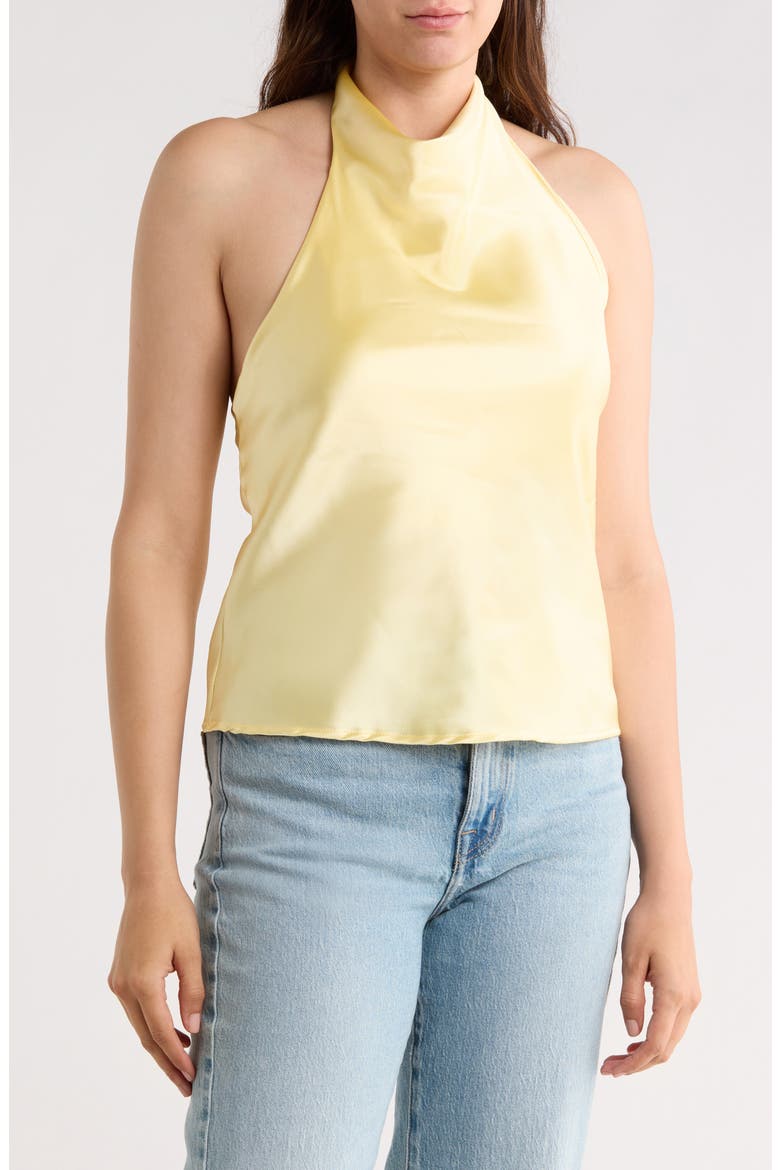 Satin Halter Top, Main, color, BUTTER