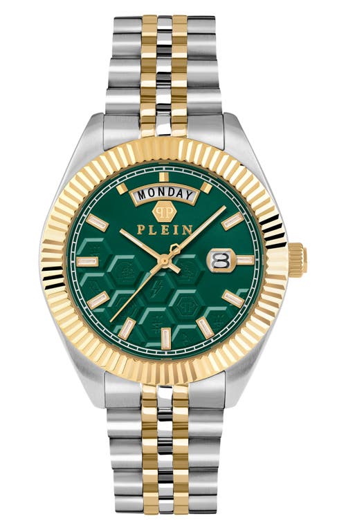 Philipp Plein Date Superlative Crystal Watch In Green/gold