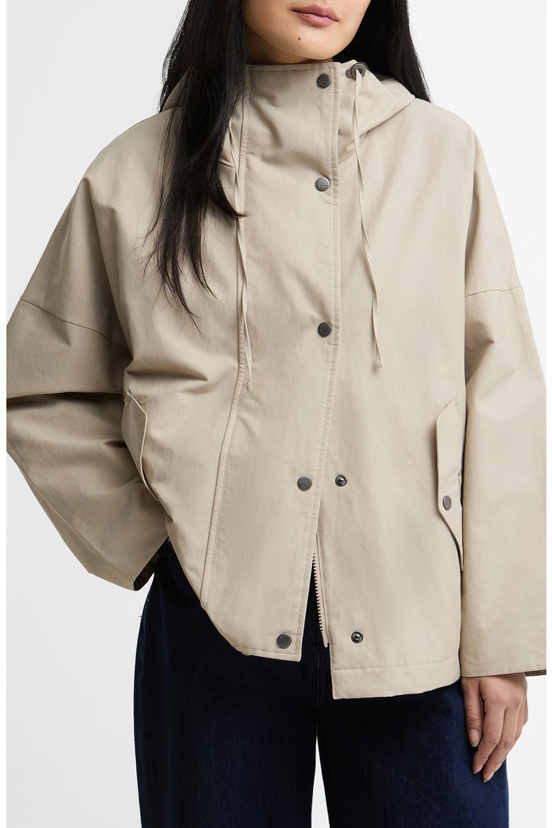 Kingswood Showerproof Hooded Jacket, Main, color, LIGHT SAND/ NAVY GINGHAM