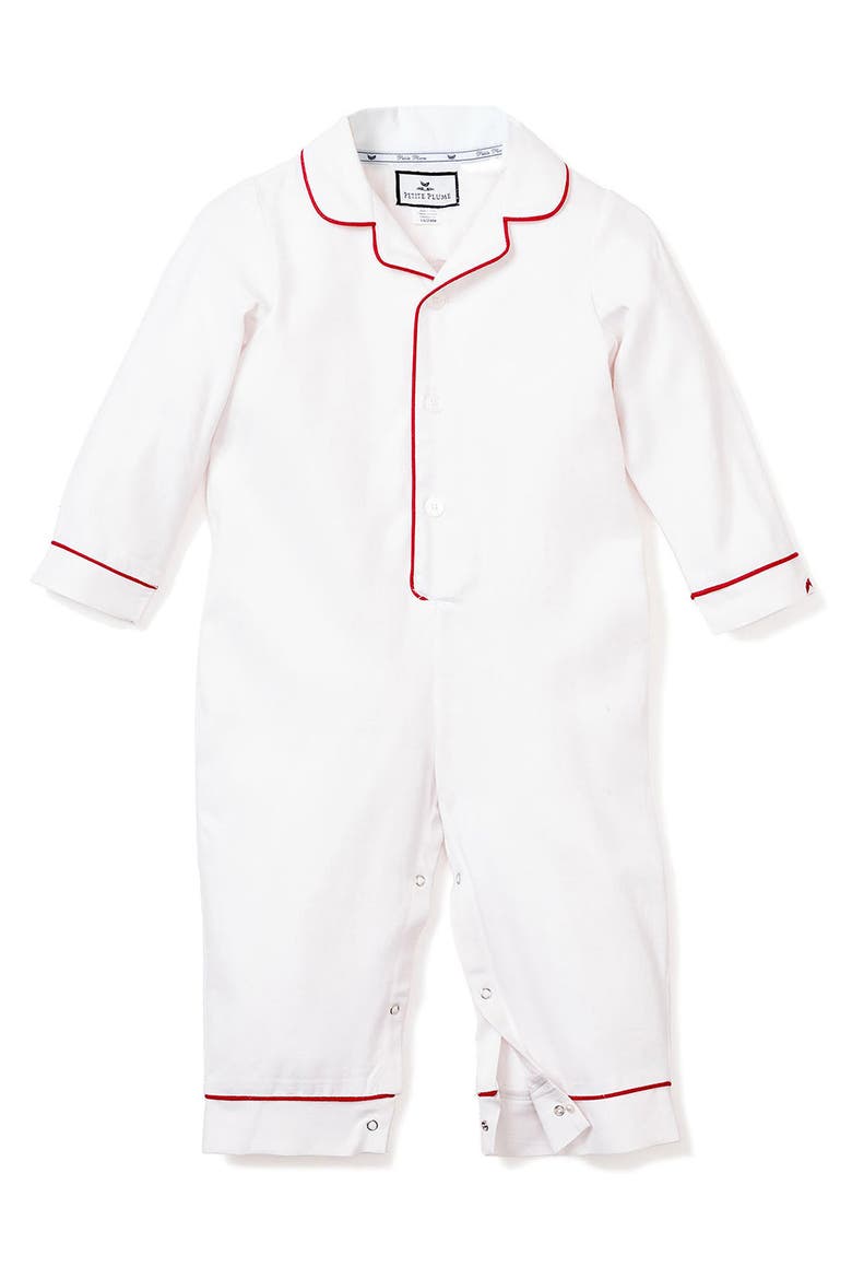 Piping Romper, Main, color, WHITE