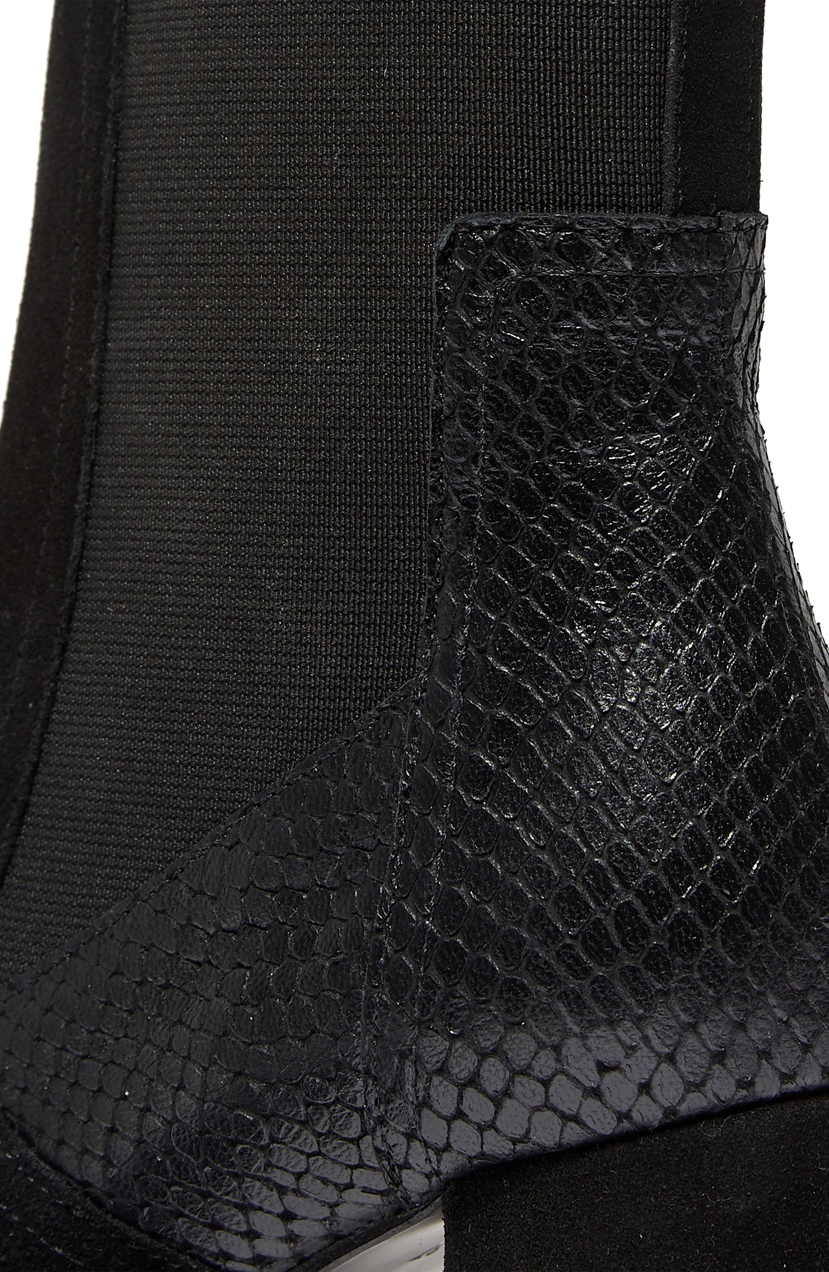 AllSaints Sahara Snakeskin Embossed Suede Bootie, Alternate, color, 
