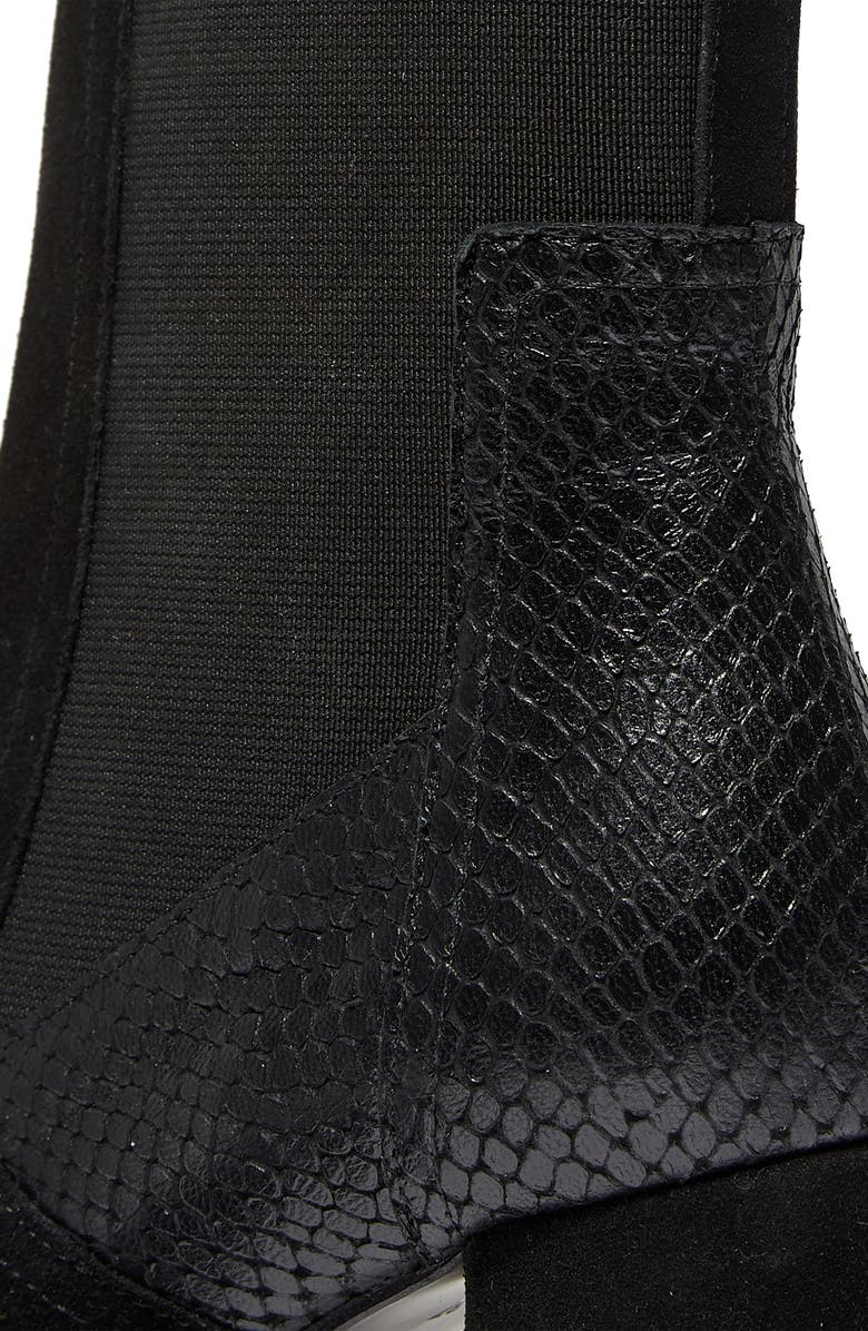AllSaints Sahara Snakeskin Embossed Suede Bootie, Alternate, color,
