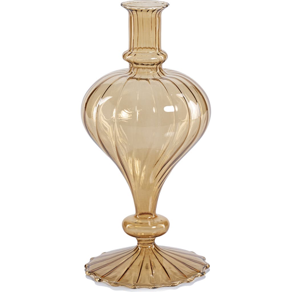 Zodax Vellum Spiral Footed Glass Vase In Brown