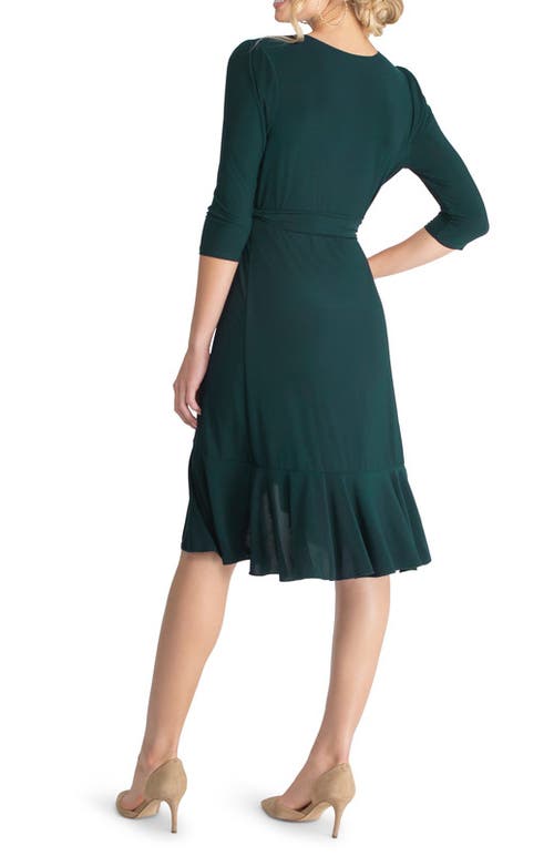 Kiyonna Whimsy Midi Wrap Dress In Hunter Green