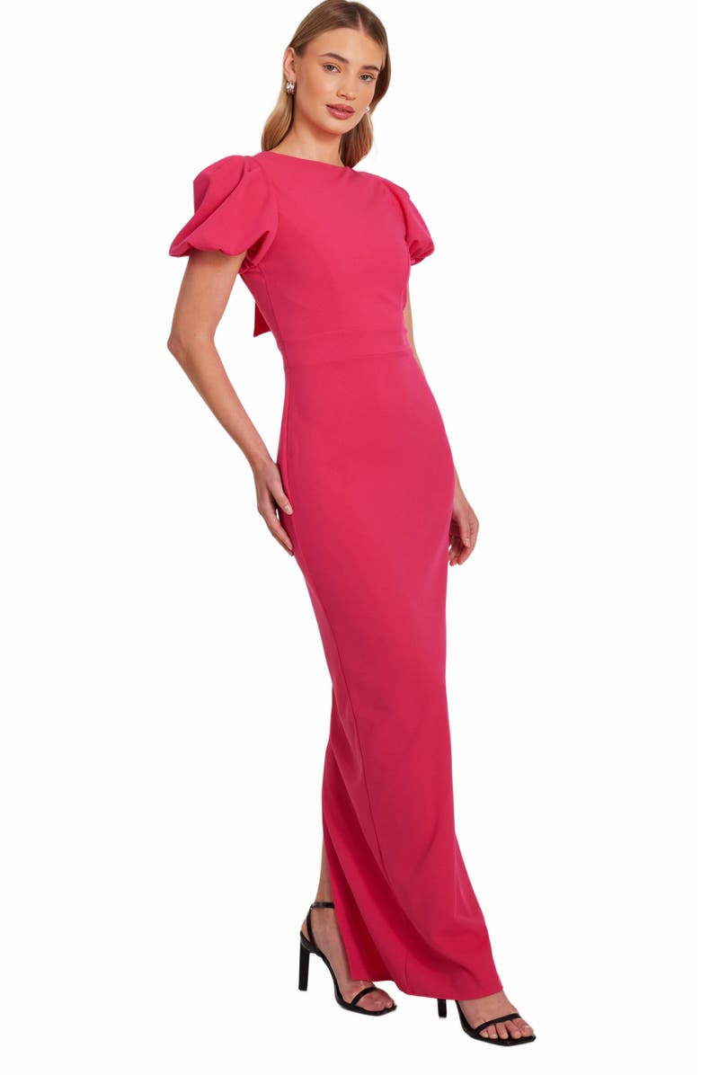 QUIZ Scuba Crepe Maxi Dress With Puff Sleeve, Alternate, color, 