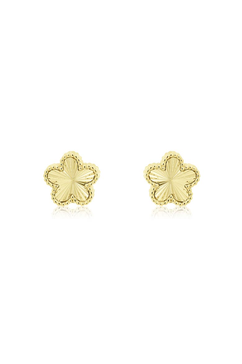 Fluted Flower Stud Earrings, Alternate, color, Gold Plated Sterling Silver