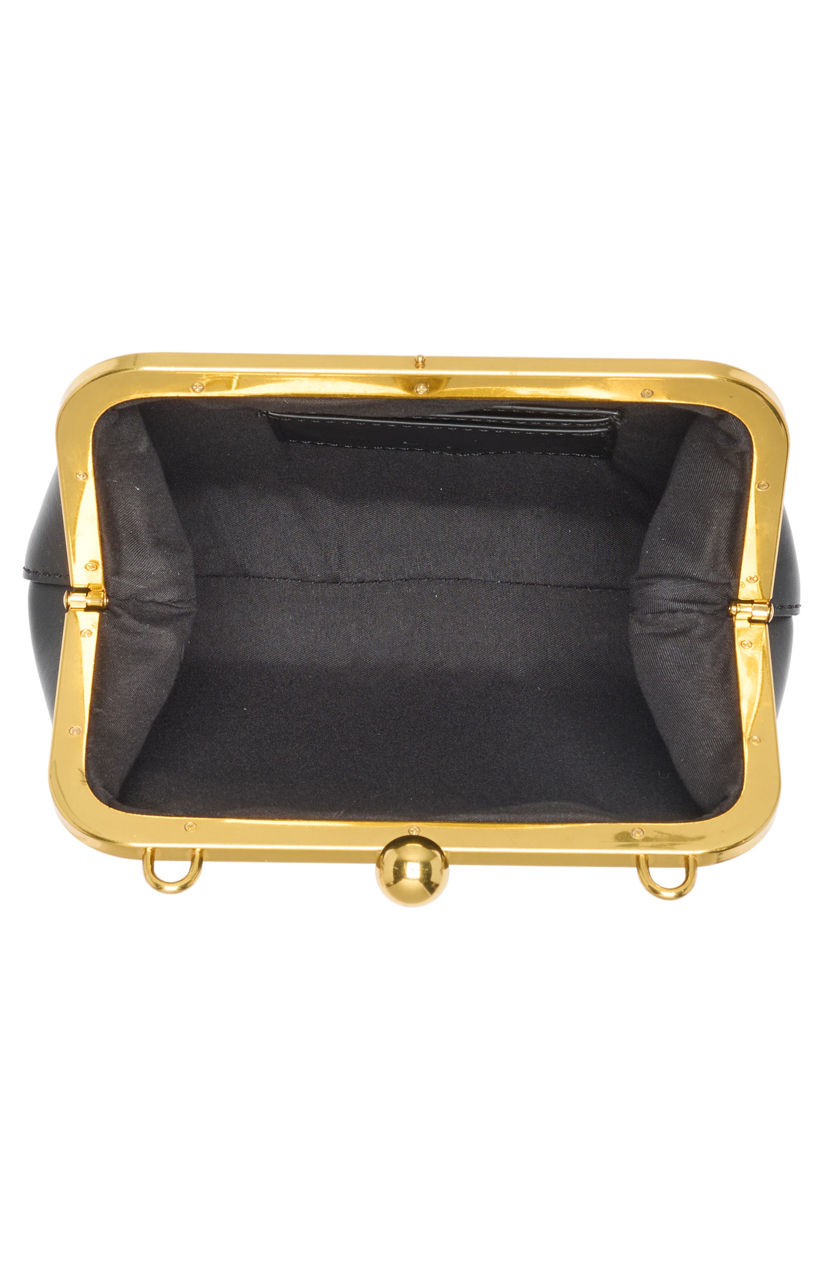 BCBG Faux Fur Top Handle Frame Clutch, Alternate, color, Black