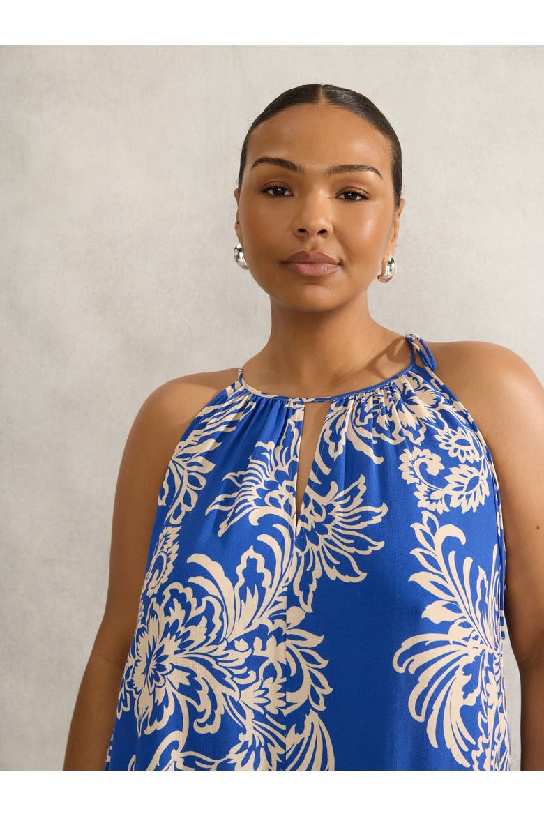 Floral Print Halter Neck Maxi Dress, Alternate, color, Blue