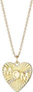 Adornia Cubic Zirconia Fluted 'Mom' Heart Pendant Necklace