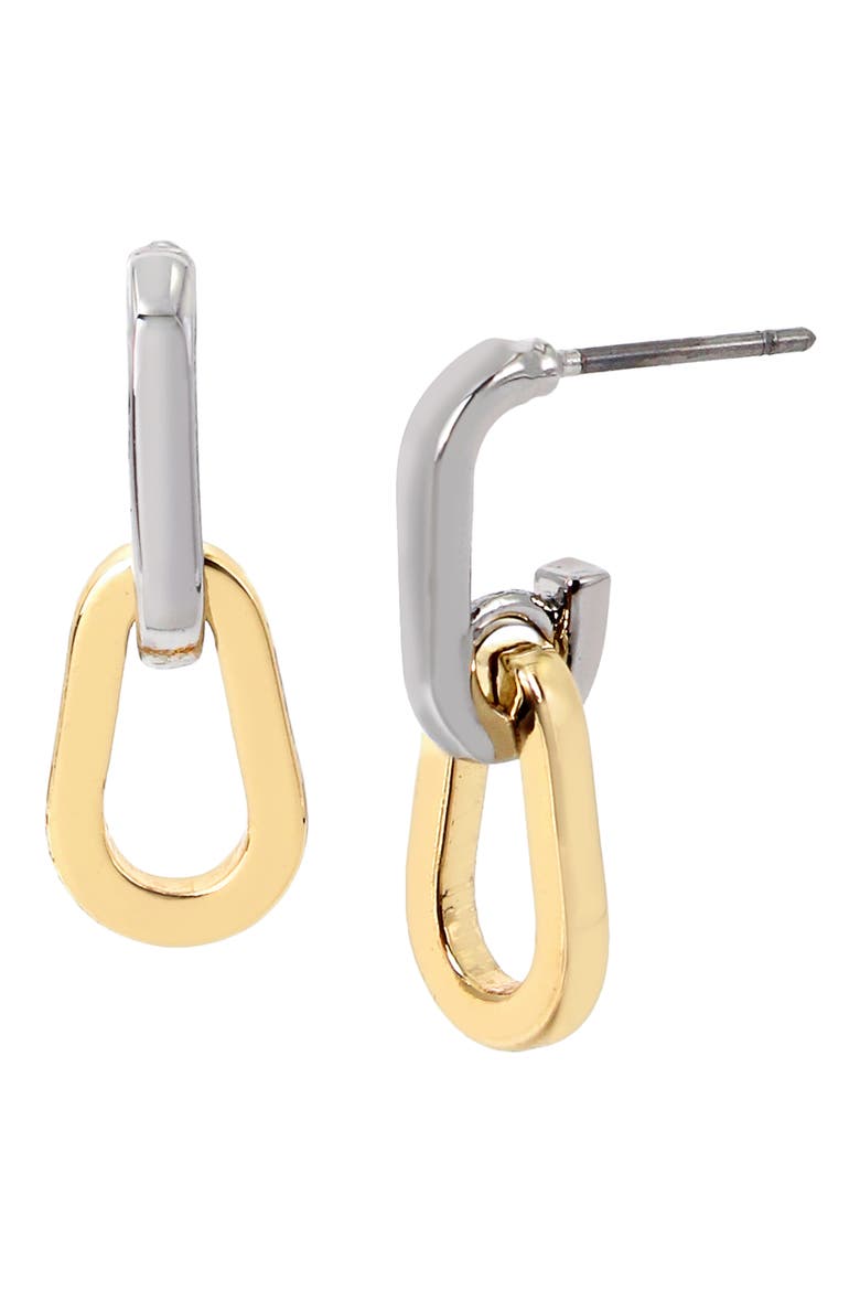 Small Link Drop Earrings, Main, color, TWOTONE