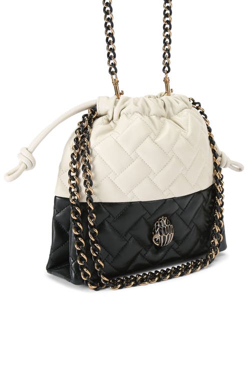 Kurt Geiger London Small Kensington Drawstring Quilted Leather Bucket Bag In Gray
