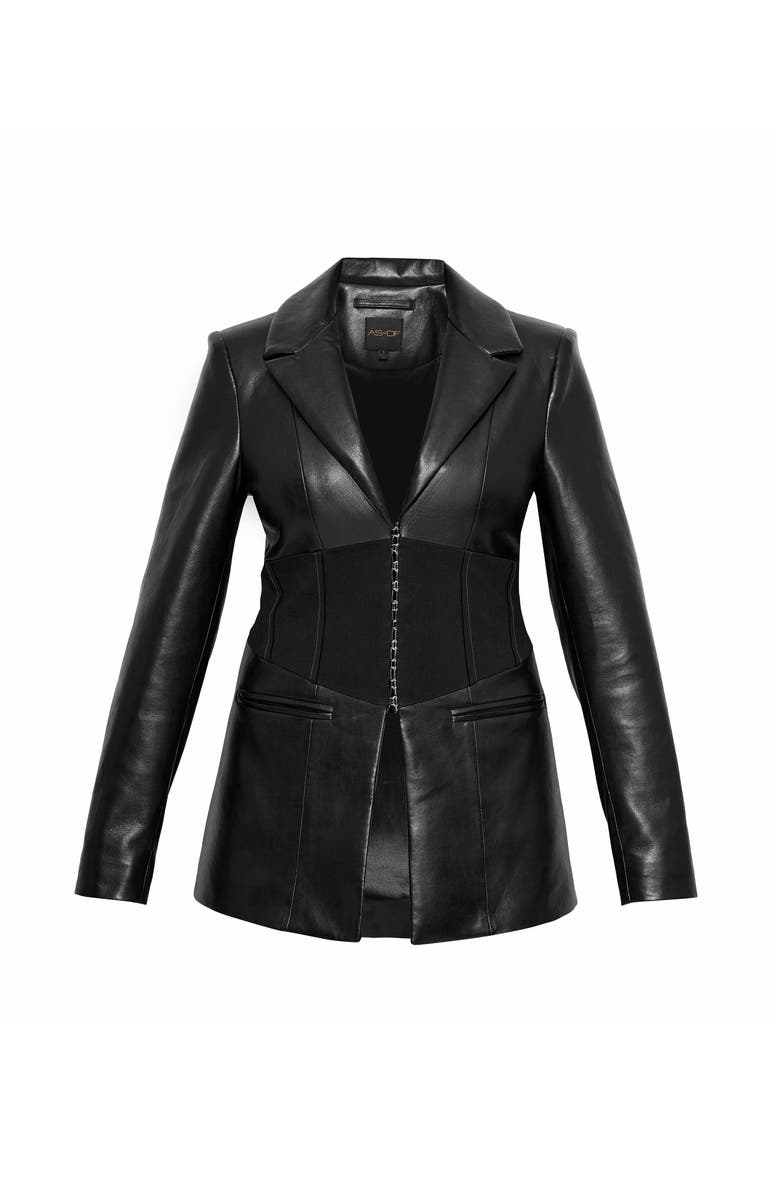 AS by DF Amour Recycled Leather Blazer, Alternate, color, Black