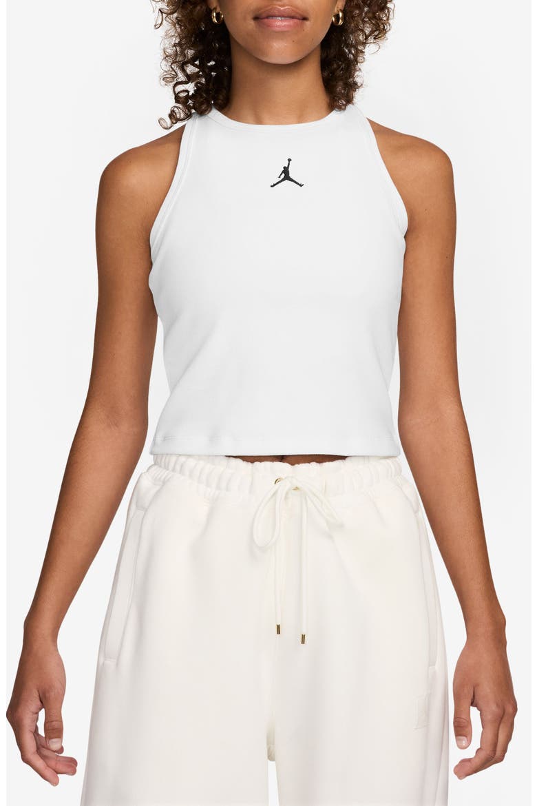 Essential Racerback Tank, Main, color, 100 WHITE/BLACK