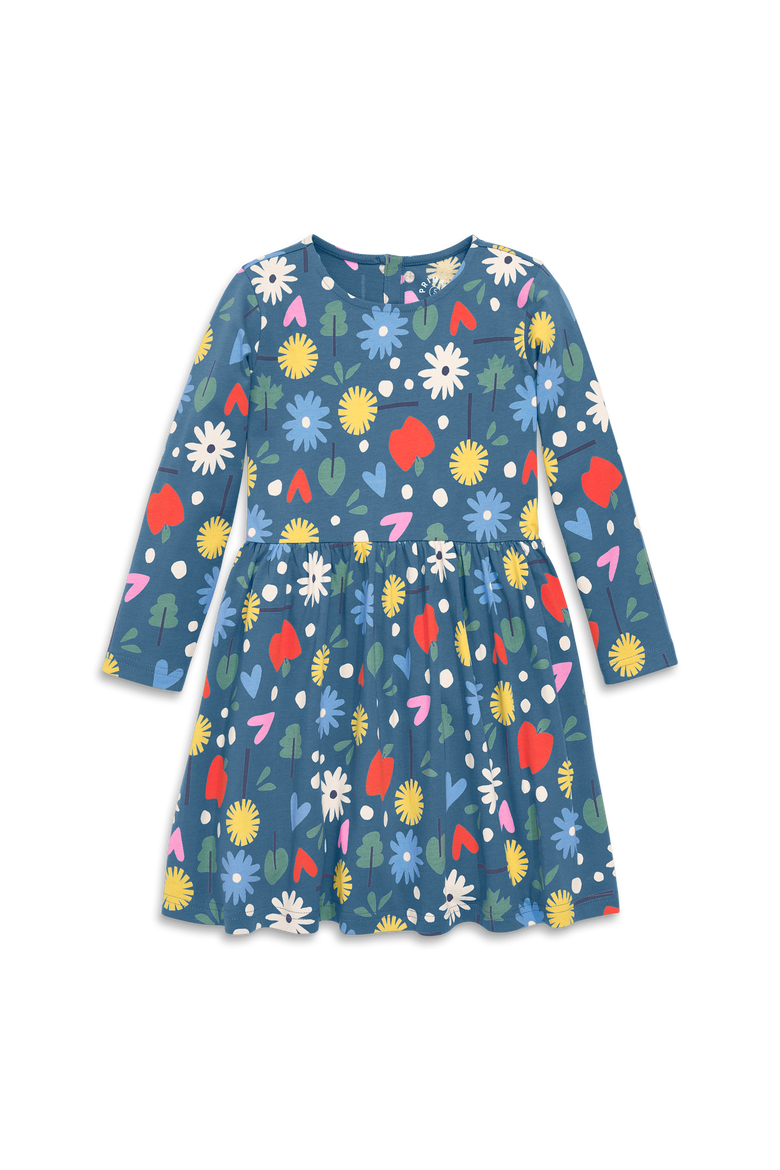 Kids Long Sleeve Rib Perfect Pocket Dress, Main, color, Moonlight Garden Party
