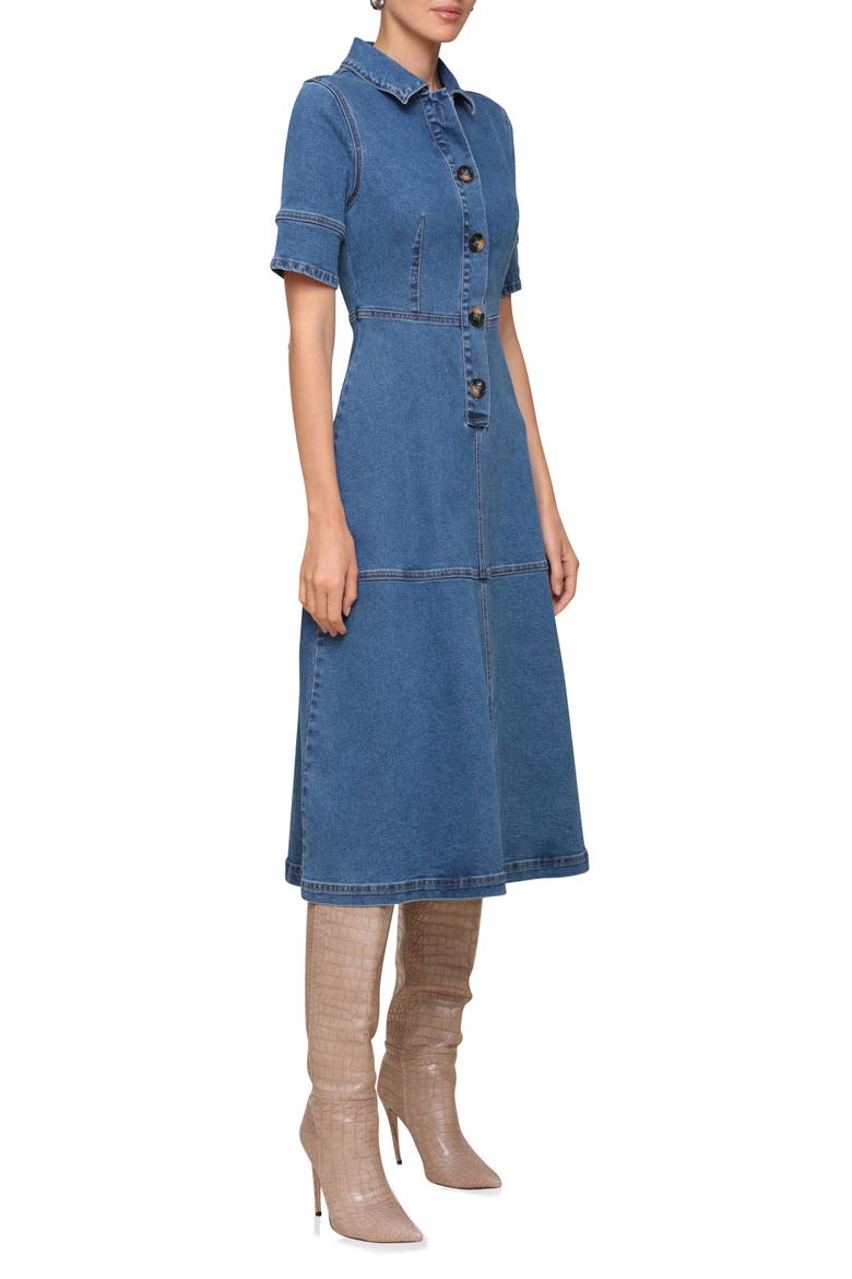 Denim Midi Shirtdress, Alternate, color, MEDALLION WASH