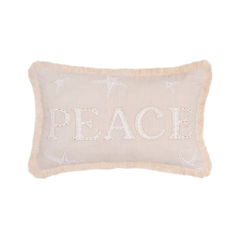 Gold Coast Starfish "Peace" Cotton Blend Mini Christmas Accent Pillow 14" x 22"