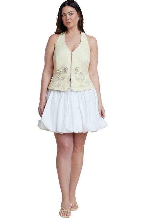 Striped Bubble Mini Skirt (Plus)