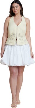 ELOQUII Striped Bubble Mini Skirt
