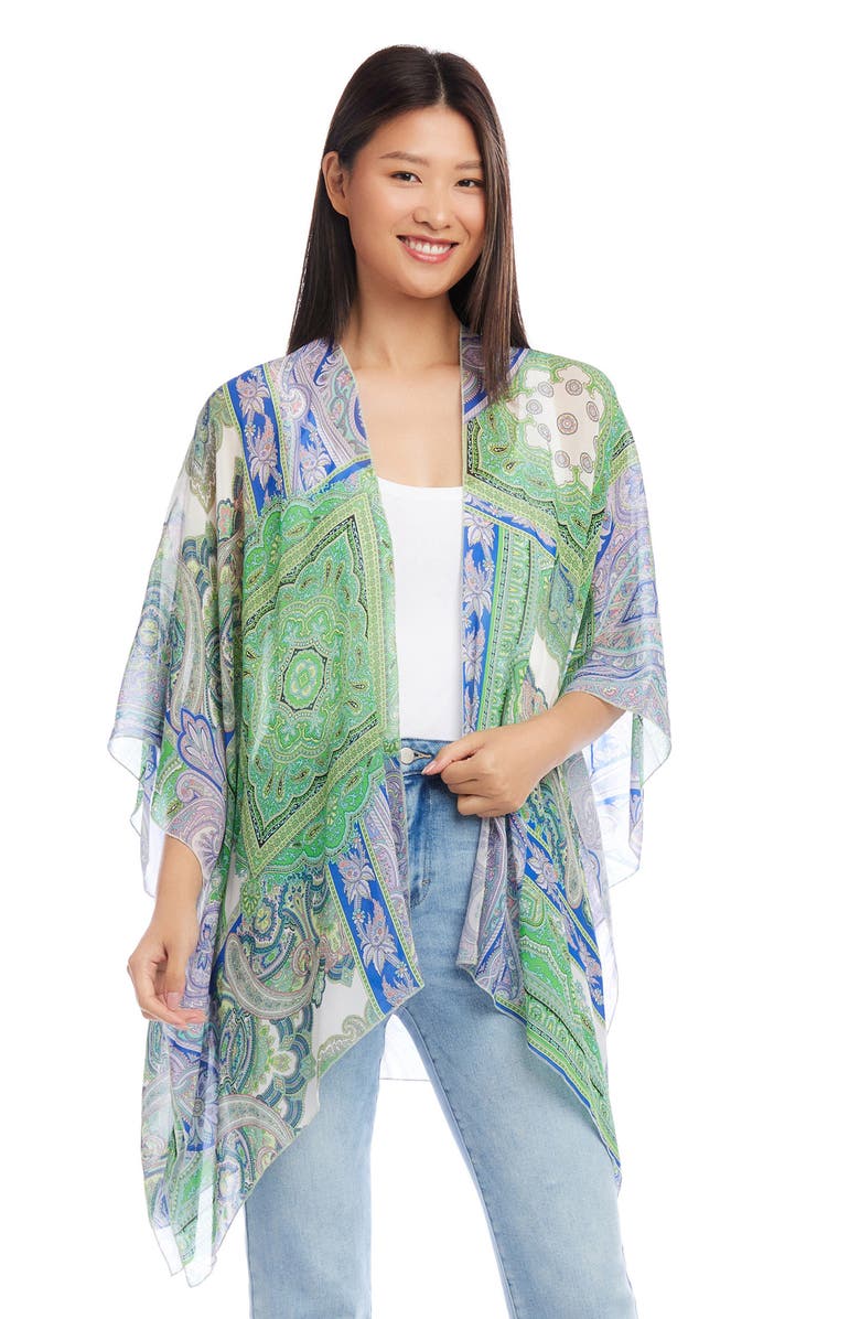 Karen Kane Paisley Print Open Front Jacket, Alternate, color, 