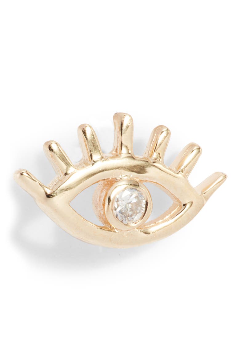 Lash Evil Eye Stud Earring, Alternate, color, GOLD/ DIAMOND
