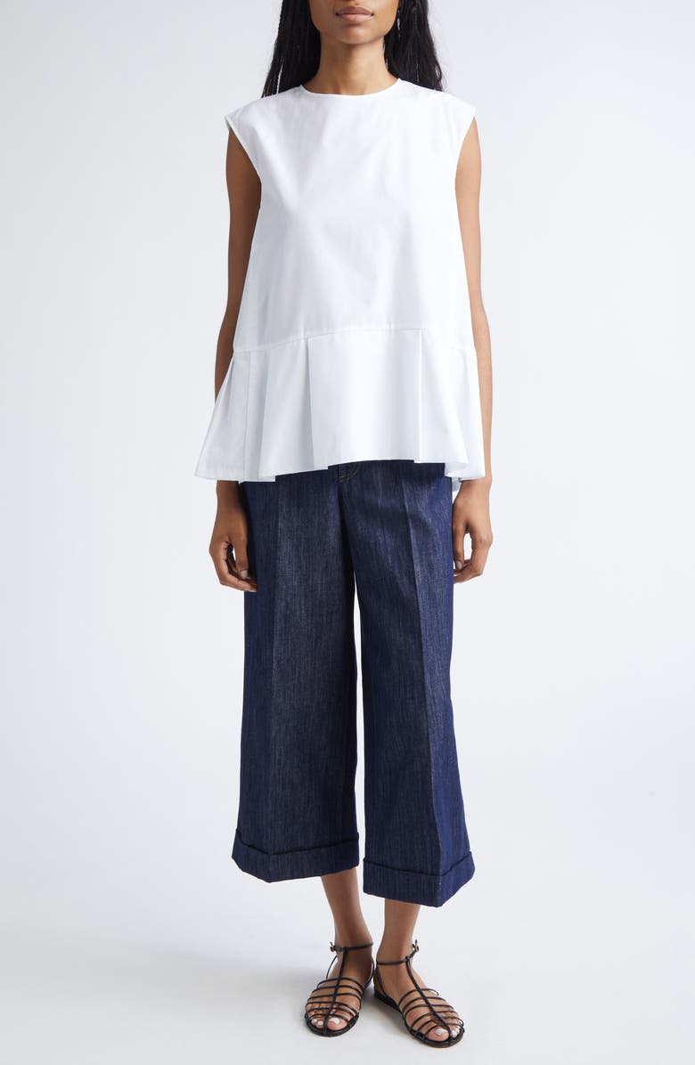 Max Mara Brava Back Tie Poplin Peplum Top, Alternate, color, 