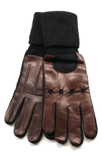 Portolano Cuffed Leather Gloves In Brown