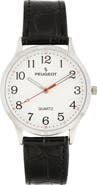 Peugeot Easy Read Large Face Leather Watch- 40MM