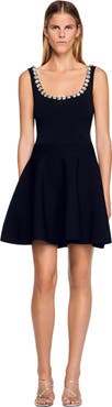 SANDRO Short dress with rhinestone neck