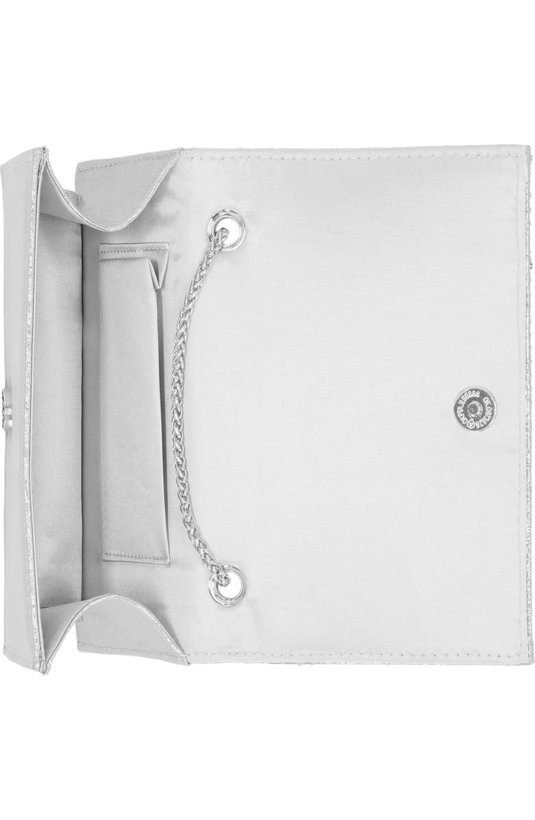 Jessica McClintock Adria Rhinestone Embellished Chain Handle Clutch, Alternate, color, Silver
