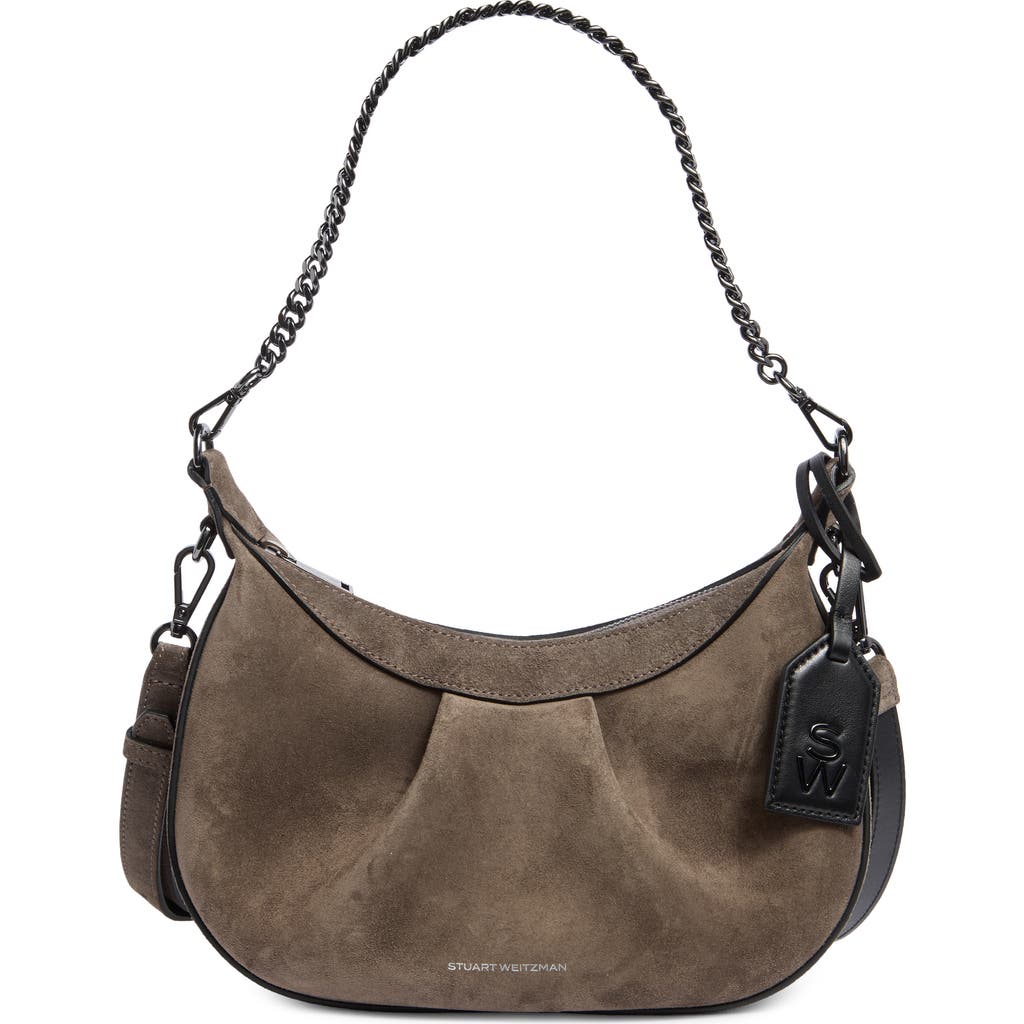 Stuart Weitzman Stellar Crescent Crossbody Bag In Gray