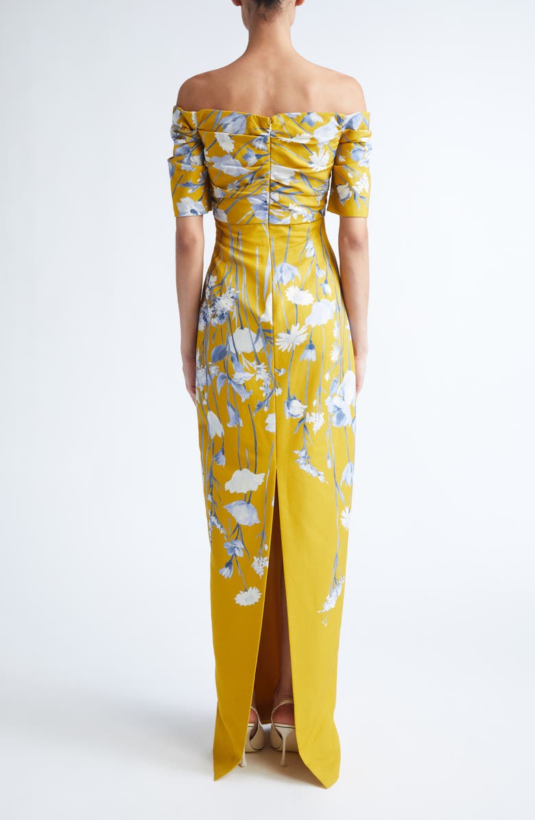 Lela Rose Floral Faille Off the Shoulder Gown, Alternate, color, Ochre Multi