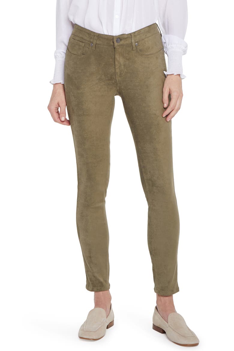Ami Faux Suede Ankle Skinny Pants, Main, color, MOSS