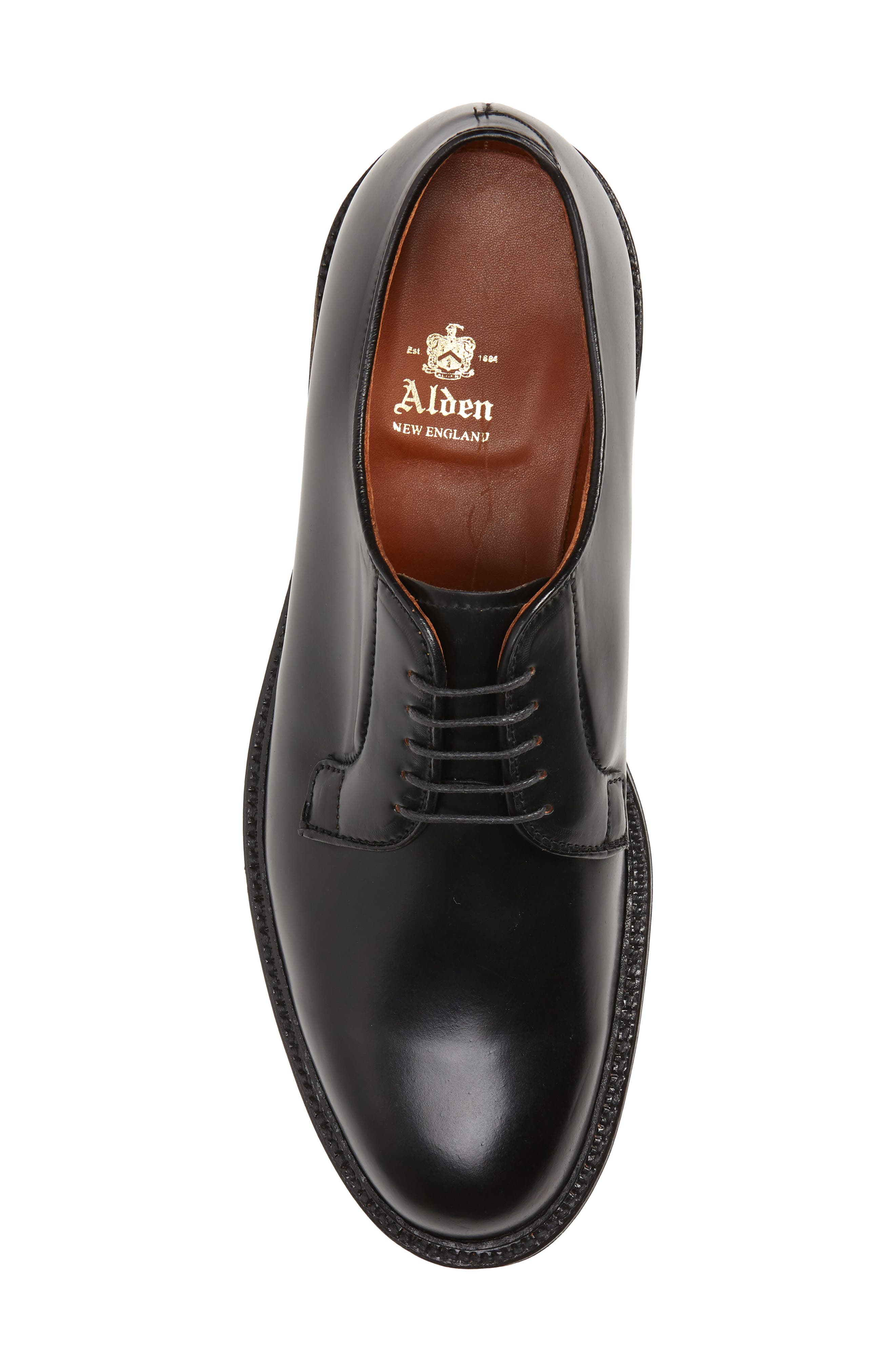 Alden Plain Toe Blucher Derby, Alternate, color, Black Shell Cordovan