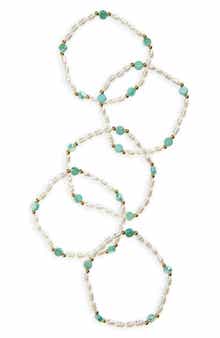 Tasha Set of 3 Faux Pearl & Crystal Beaded Stretch Bracelets