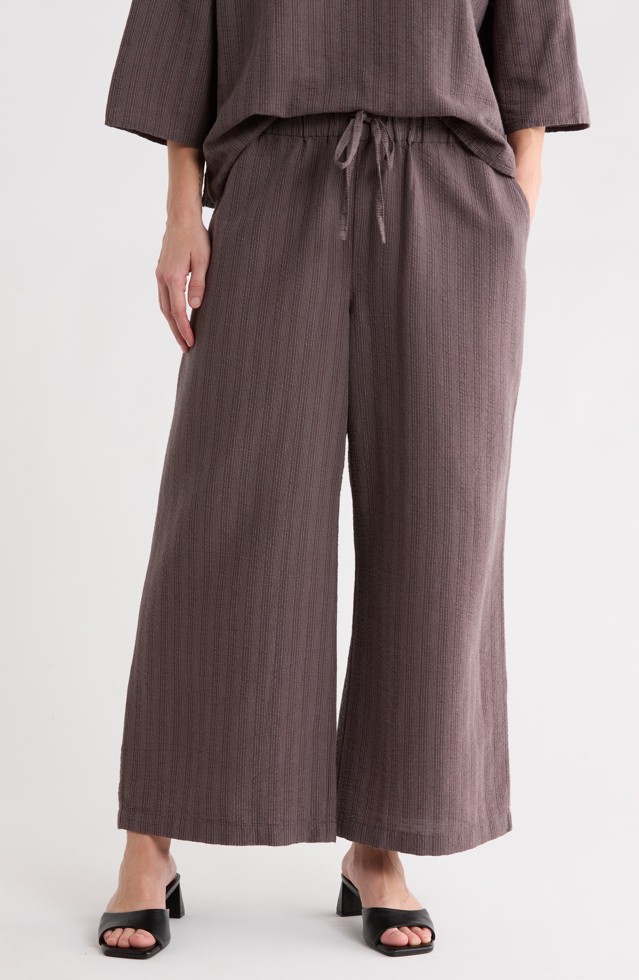 Wide Leg Crop Organic Cotton Blend Pants