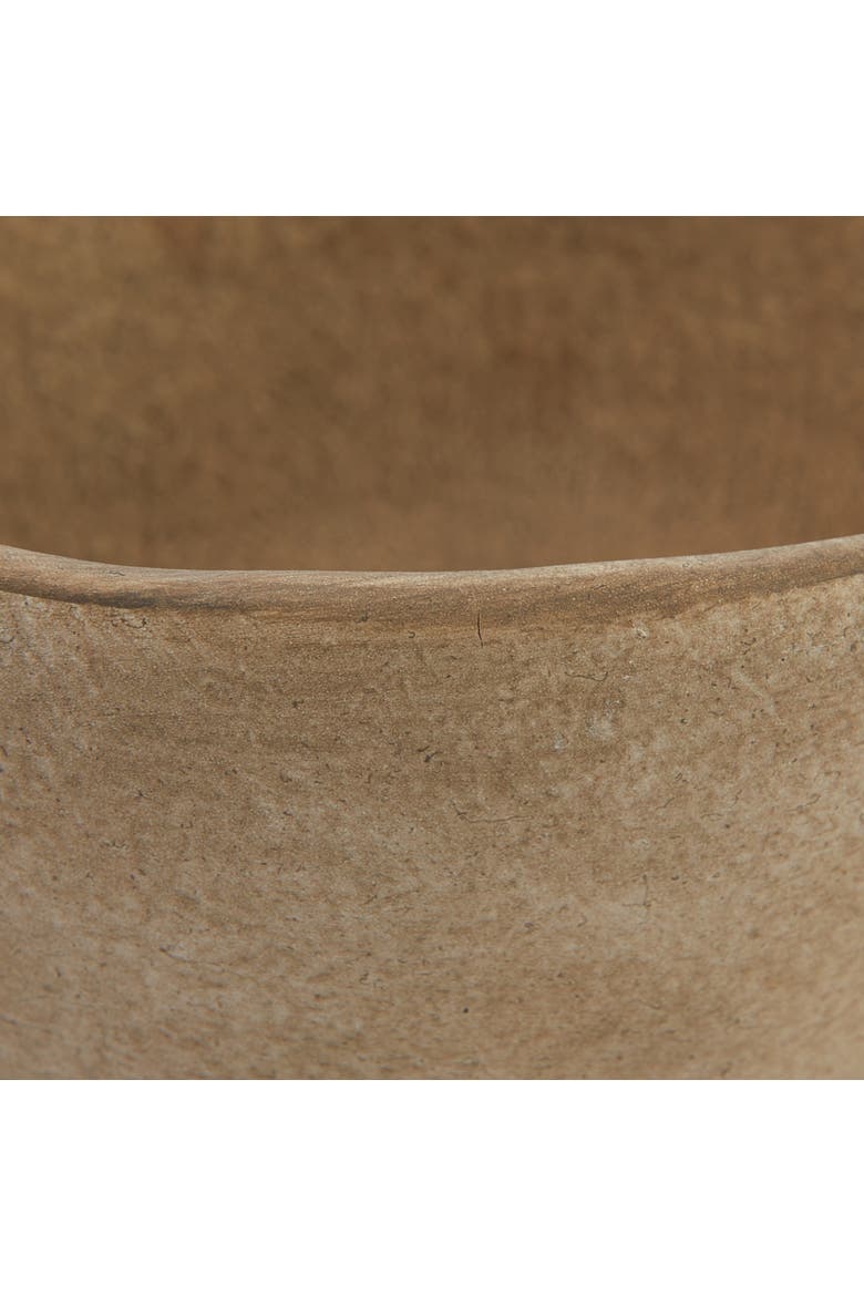 Boho Terracotta Footed Bowl with Organic Edge, Matte Taupe, Alternate, color, Cream