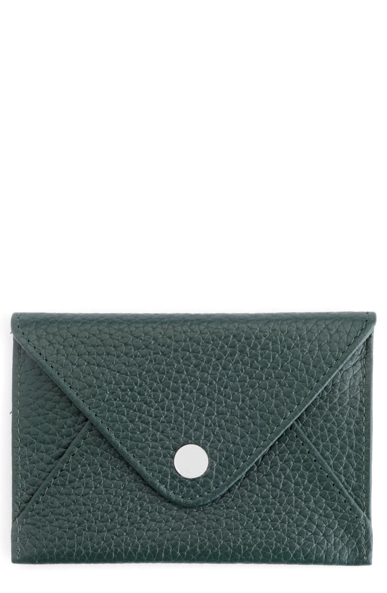 ROYCE New York Leather Envelope Card Holder, Main, color, Dark Green