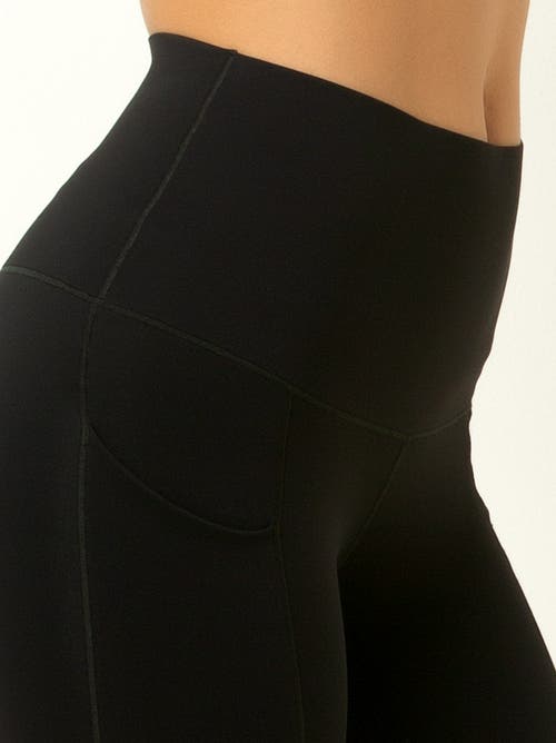 Single Stitch Performance High Waisted Pocket 7/8 Legging In Black