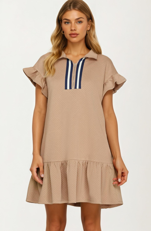 Textured Flutter Sleeve Mini Dress