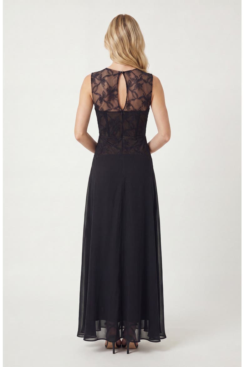 Sheer Lace Sleeveless Maxi Dress, Alternate, color, Black