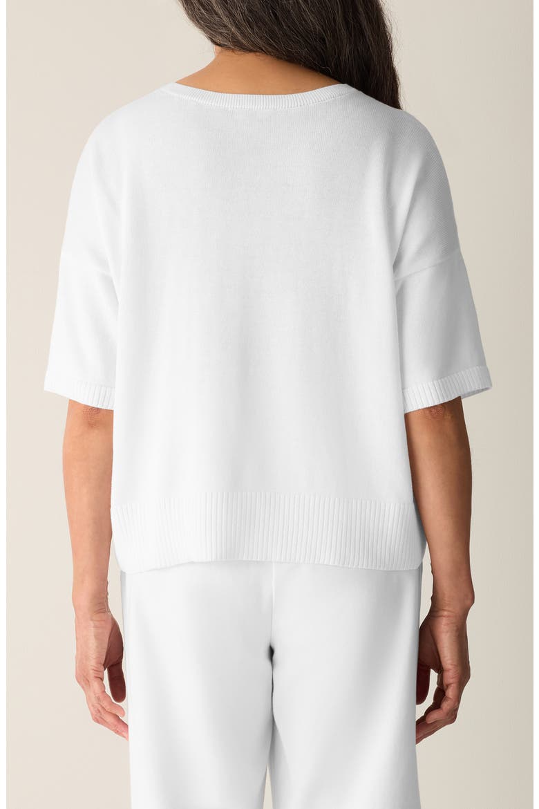 Elbow Sleeve Organic Cotton Blend Crewneck Sweater, Alternate, color, WHITE