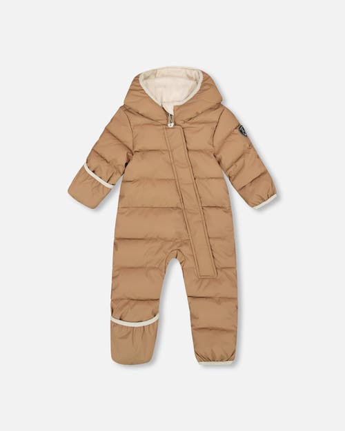 Deux Par Deux Gender Inclusive One-piece Cloud Compressible Snowsuit Designed For Car Seat In Brown