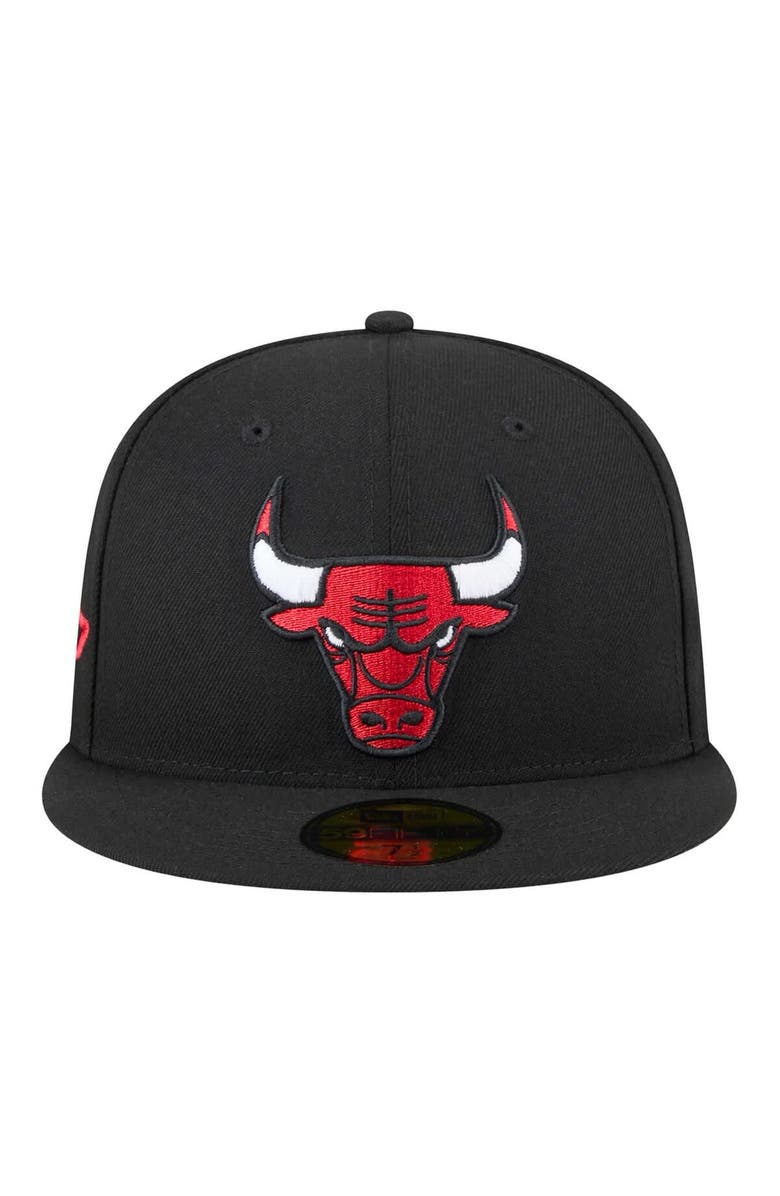 New Era Men's New Era Black Chicago Bulls Throwback Pennant 59FIFTY Fitted Hat, Alternate, color, 