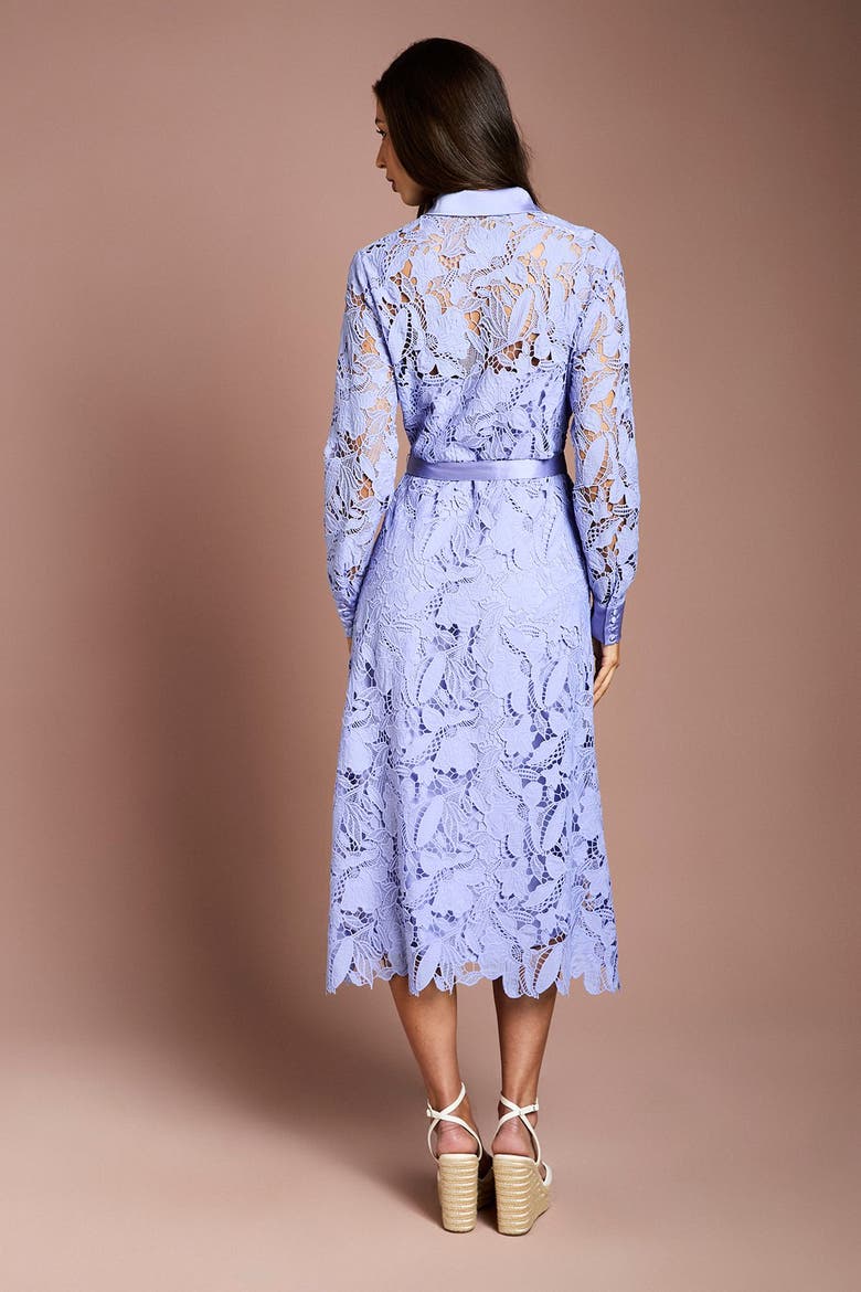 Lace Shirt Long Sleeve Dress, Alternate, color, Cornflower
